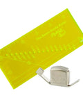 Must Have Seam Allowance Ruler And Magnetic Guide For Sewing Machines, Perforated Ruler For Precise One Eighth Inch To Two Inch Hems, Includes One Quarter Inch Pivot Point And Forty Five Degree Trim Line, Green Accessory For Quick, Consistent Seams, shown with magnetic guide attachment.