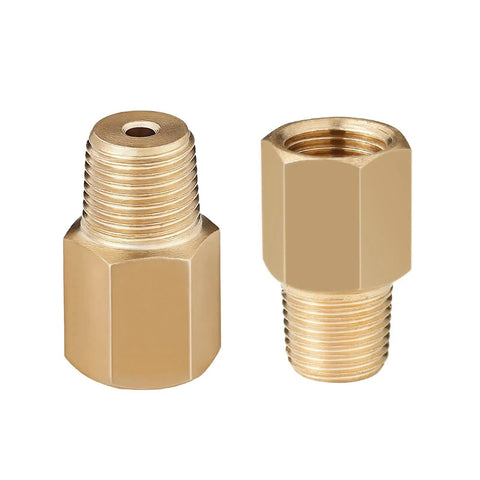 1/8 BSPT Male To 1/8-27 NPT Female Brass Thread Adapter For Pressure Gauge Sensor 2 Pack High Temperature Resistant