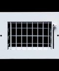 Front view of adjustable steel air supply grille for 18x6 duct openings; white register vent cover for sidewall and ceiling, easy mount.