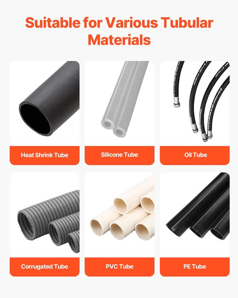Various tubular materials including heat shrink, silicone, oil, PVC, and PE tubes for Automatic Heat Shrink Tube Cutter With Lcd Display.