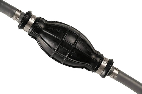 Close-up of the primer bulb in the Pre 1998 Mercury And Mariner Outboard Fuel Line Kit With 3/8 Inch Hose, EPA Compliant, 6 Ft