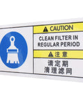 Factory Grade Industrial Equipment Maintenance Warning Sticker With PET Material And UV Resistant Bright Print Self Adhesive Filter Cleaning Label for factories