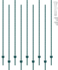 Beefy 7 Feet U Channel Fence Post Set 10 Pack With 50 Zip Ties And 20 Clips For Garden Yard Farm And Outdoor Wire Fencing Heavy Duty Steel Stakes Green.