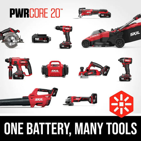 Image showcasing a variety of SKIL cordless tools and accessories, highlighting Snag This 20V Cordless Jigsaw With Battery And Fast Charger For Knocking Out Clean Straight And Curved Cuts Heavy Duty Workhorse Power Saw For Weekend Builders And Pros.