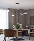 Badass Retro Multi Head Pendant Chandelier With Adjustable Height And Dimmable Control Industrial Vintage Ceiling Light Fixture In Sleek Black E27 Socket fit for dining room setup above table.