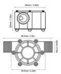 Diagram of Portable Micro Hydroelectric Turbine Generator dimensions for DIY LED Lighting and Off Grid Power