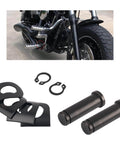 8Pcs Motorcycle Foot Pegs Mounting Kit With Clevis Pin For Rider And Passenger, installed on Harley Davidson motorcycle, beefed up black pegs