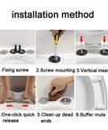 Installation method for Super Heavy Duty Elevated Toilet Seat Aid with Quick Release Hinges, illustrating steps for secure fitting.