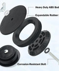 Mechanical Cleanout Gripper Plug Set Three Inch And Three And A Half Inch Reusable Sewer Drain Plugs For DWV Plumbing And Temporary Seal 2 Pack DIY Friendly Heavy Duty Access Point Plugs For Quick Removal And Tight Seal, black ABS expandable rubber seal, bolt