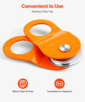 10 Ton Winch Snatch Block For Off Road Recovery, orange rotating pulley flap with slide-open design and steel pulley