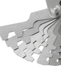Close-up of 14 blades on Pro Grade Thread Pitch Gauge For T Thread Measurement, 2P To 20P, 14 Blades Foldable Stainless Steel Gage
