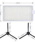 Dimensions of All In One Vacuum Filter Kit Replacement For ILIFE Robotic Vacuums V3 V3S V5 V5s Pro showing filter and brushes