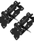 Heavy Duty Stainless Steel Barn Hinges For Vinyl Fence Gates Two Pack with black-coated hinge assembly and sturdy design.