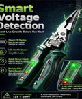 4 In 1 Wire Stripping Pliers With Built In Voltage Tester Foldable Your Go To Electrician Tool For Stripping Cutting Crimping Twisting And Testing Wires Heavy Duty Wire Cutters For Circuit Repair And DIY Electrical Work. Smart voltage detection wire pliers with LCD and LED alert, 12V-250V
