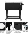 80 Quart Rolling Cooler Cart On Wheels With Dual Tops Built In Bottle Opener And Cap Catch Handy Shelf Portable Bar For Outdoor Patio Party And Backyard BBQ Ready In Black Keeps Ice Cold Up To 48 Hours With Ice Sheet