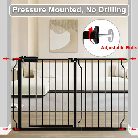 Walk Through Baby Gate For Stairs Expands From 29 To 34 Inches Wide Pressure Mounted Safety Gate With Door No Drill Tough Tension Metal
