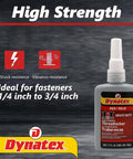 Red High-Strength Threadlocker For Large Fasteners Permanent Lock Anaerobic Formula That Withstands Vibration And Solvents