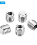 Built Tough M12 Nylon Tip Grub Screws Five Pack Heavy Duty Hex Socket Cap Set Screws displayed in a group with nylon tips.