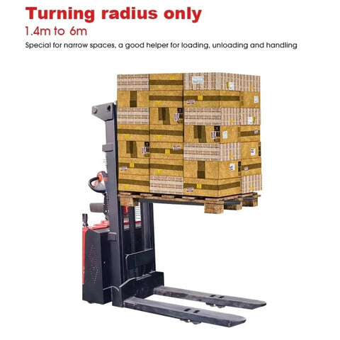 High Capacity Industrial Grade Pallet Stacker With Straddle Legs slick warehouse lifter lifting pallets for factory cargo transfer.