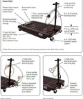 17 Gallon Low Profile Truck Drain With 120V Electric Pump For No Sweat Fluid Cleanup Features 6 Foot Discharge Hose Steel Hook And Heavy Duty Polypropylene Build For Weekend Warriors diagram showing features and components.