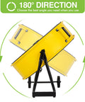 Adjustable 24 Inch High Velocity Industrial Drum Fan, yellow finish, showing 180-degree tilt, UL Listed.
