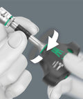 T-Handle Ratcheting Screwdriver Adapter with One Quarter Inch Drive, 45 mm Length, ergonomic two-component handle in use