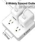 Smooth Operator Eight Outlet Power Strip With Six Foot Flat Plug Extension Cord delivering easy reach jacks and wide spacing for adapters.