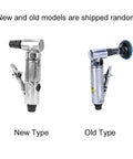 Tough As Nails 90 Degree Pneumatic Die Grinder Cranked Up To 20000 RPM showing new and old models with varying designs.