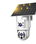 For Real 4K Dual Lens Outdoor Security Camera With Hassle Free Solar Charging And Clean 360 Pan Tilt Zoom Wifi Wireless Surveillance System For Yard Watch with solar panel and dual lenses.