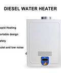 12V Tankless Electric Water Heater Featuring Knockout Instant Hot Water Flow And Road Ready Build, compact diesel unit with control panel.