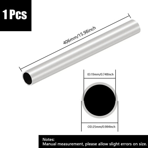 Heavy Duty Aluminum Round Tube 25mm OD 19mm ID 0.12in Wall 16in Length 6063 Weldable Corrosion Resistant Tube For DIY Projects Maker Gear Industrial Frames And Decorative Builds