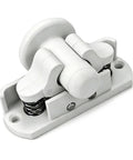 Durable Nylon Door Retainer Catch Clips For Caravans And Motorhomes, white, spring-loaded design, minimizes door slamming noise.
