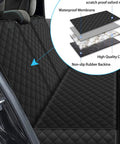 Waterproof Dog Car Seat Cover for Back Seat Universal Nonslip Protector with armrest and seat belt, durable, soft backseat pad for cars, trucks, and SUVs, hair shield and scratch protection, easy to clean, fits most cars.