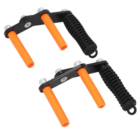 Heavy Duty Two Pack Panel Carry Handles For Drywall Glass And Plywood, ergonomic black grips with orange handles for easy transport.