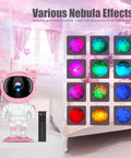 Astronaut Galaxy Projector Night Light With Timer And Remote Pink And White, Nebula LED Lamp showcasing color effects and remote