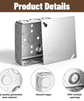 Top Shelf 6 Pack 4 Inch Square Electrical Junction Boxes With Covers Galvanized Steel Outlet Cans showing interior with multiple openings.