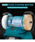 Cordless Electric Bench Grinder With 2 Wheels For Metal Polishing And Deburring. High Speed 150W Motor shown with dual wheels.