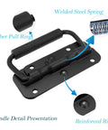 Spring Loaded Pull Handles For Tool Boxes And Trunks Surface Mounted Black Pull Handles With 13mm PVC Grip 3 Inch By 1 Inch