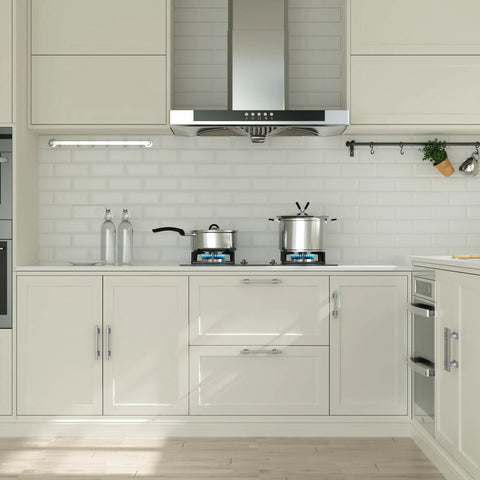 Modern kitchen featuring Ten Pack Brushed Nickel Cabinet Pulls Center To Center 128mm 7.5 Inch Overall Length Satin Nickel Modern Square Drawer Handles