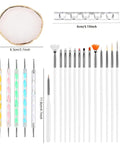 Nail Art Brush Kit 22 Piece Set With 2 Way Acrylic Silicone Engraving Pens Dotting Tools And Resin Nail Art Palette for DIY
