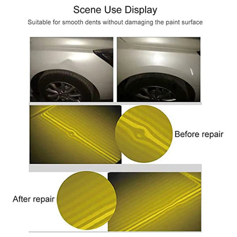 Paintless Dent Repair Tool Kit With Magnetic Induction For Scratch Free Auto Body Dent Removal before and after result