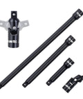 Heavy Duty Four Piece Three Eighths Inch Drive Impact Extension Bar Set With Universal Joint, CRV steel, matte finish