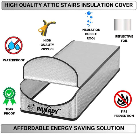 Attic Stairs Insulation Cover 25x54x11 Inch, Class A Fireproof Attic Door Insulation, reflective bubble barrier material, tear-proof