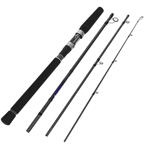 4 Piece Travel Spinning Rod for Freshwater and Saltwater, 7 Foot Heavy Power Carbon Fiber Portable Fishing Pole with Premium Ceramic Guides, Ideal for