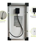 Close-up of the back of a 10W Monocrystalline Solar Panel Battery Charger, featuring waterproof junction box and extension cable.