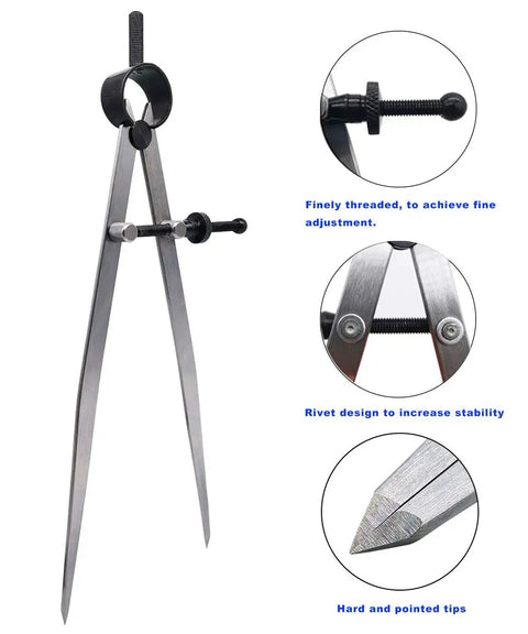 Heavy Duty 8 Inch Adjustable Steel Wing Divider With Rock Solid Locking Pin For Leather Crafting And Woodworking, showcasing fine adjustment and stability features.