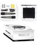 Dual Channel UHF Wireless Microphone System With Auto Scan And IR Sync Top Tier 200 Channels 400 Feet Range Cardioid Mics Box
