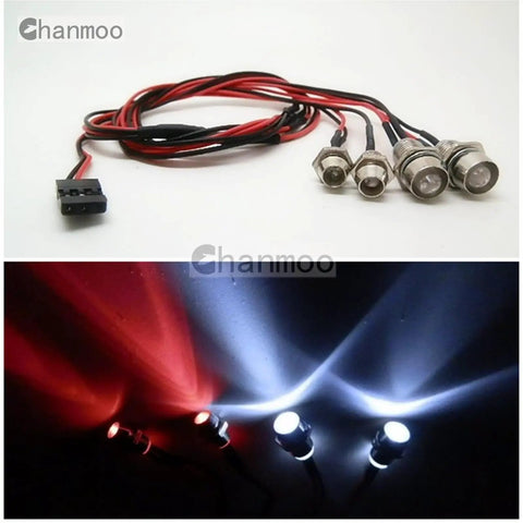 2 Pack 4 LED RC Car Light Kit White Headlights Red Taillights For Crawler Buggy Truck 4WD RC Vehicles Dope Upgrade With SCX10 SCX24 TRX4 TRX6