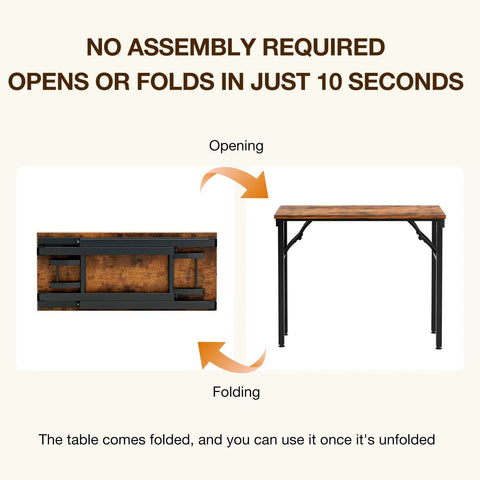 Process of folding and unfolding Compact Folding Computer Desk 35.8 Inch No Assembly Required Ready To Use.