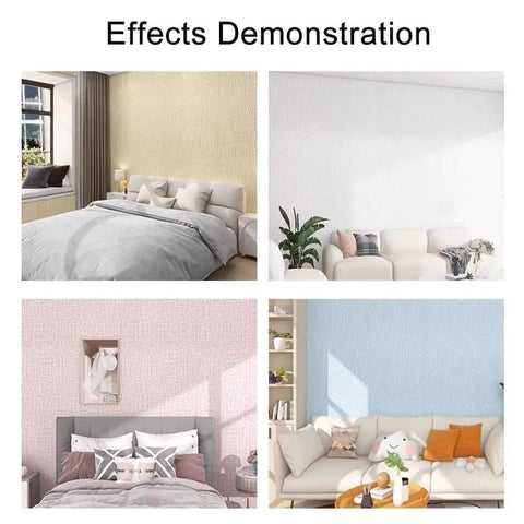 Four room decor effects using Nine Millimeter IXPE Foam Wall Panels Peel And Stick for stylish interior finishing.